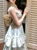 Yingzhi Hualing Exquisito Doce Pequena Manga Bufante Suave Floral Cintura Marcada Estilo Princesa Vestido Longo 8525