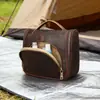 Bolsa de Maquiagem Feminina de Couro Genuíno Mais Vendida no Exterior, Bolsa de Higiene Pessoal de Grande Capacidade com Textura para Viagem de Negócios, Bolsa de Armazenamento para Pendurar
