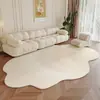 Tapete de Cashmere Sintético Cor Creme para Sala de Estar, Quarto, Uso Diário em Casa, Hall de Entrada, Tapete de Cabeceira, Cobertura Completa de Área Grande, Antiderrapante