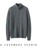 Tricô 100% Caxemira Pura Feminino Suéter com Meio Zíper e Gola Alta Modelagem Solta Outono e Inverno Novo Estilo Camada Base Aconchegante
