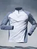 Ropa de Entrenamiento de Media Cremallera de Comercio Exterior para Hombre, Ropa de Secado Rápido, Manga Larga para Primavera y Otoño, Verano, Protección Solar, Deportes, Atletismo, Deportes, Camiseta para Correr