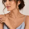 Estilo Popular Cruzado Moda Coreana Dulce OL Elegante Perla Simple Temperamento Conjunto de Collar Pendientes Pulsera