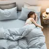 Capa de Edredom 100% Algodão, Peça Única em Algodão, Xadrez, Listrado, Cor Sólida, Tingido na Fiação, Tecido de Algodão Lavado, Roupa de Cama para Cama de Solteiro/Casal