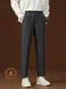 Pantalones de traje cortos de color liso simples para hombre, pantalones de vestir americanos para ir al trabajo, pantalones casuales cómodos de ajuste slim para otoño