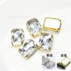 Diamante de Cristal Colorido Retangular Garra de Vidro Diamante Fundo Pontiagudo Dourado e Prateado Costurado à Mão Diamante de Cristal DIY Roupa Sapato Bolsa Material Decorativo de Diamante