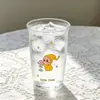 Copo estiloso e de alta qualidade em vidro borossilicato com estampa de tomate, perfeito para leite, café do café da manhã ou como um copo de suco de grande capacidade para casais