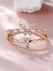 Anillo Abierto Europeo y Americano de 26 Letras Inglesas Diseño en Capas Mariposa Pequeña de Diamante Versátil Exquisito Estilo Coreano Anillo Simple