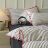 Conjunto de cama de algodão lavado simples escandinavo de quatro peças, colcha listrada de algodão puro, lençóis, conjunto de cama de três peças