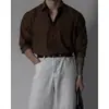2026 Novo Estilo Maduro Estilo Coreano Camisa Solta de Manga Longa para Homens Primavera e Outono Tendência Alta Qualidade Caimento Camisa Sem Ferro