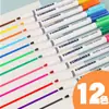 Caneta de pintura em tecido criativa feita à mão DIY T-shirt de algodão branco tela pintura colorir 12 cores caneta têxtil caneta de colorir transfronteiriça