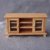1:12 Casas de Boneca DIY Cabine Mini Móveis Madeira/Branco Armário de TV com Porta Dupla Design Normcore
