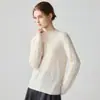 Nuevo suéter de punto para mujer de otoño e invierno, 100% cachemira, cuello medio alto, calado, estilo simple versátil, top base
