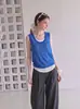 Verão novo nicho único e estiloso design versátil camisola de falso conjunto de duas peças top sem mangas feminino moderno