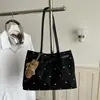 Bolso de hombro tipo tote para el día a día con lunares, estilo vintage, gran capacidad, bolso casual de moda para mujer 2026 nuevo con lazo