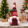 Nuevas Decoraciones Navideñas Gorro Curvo Tejido Muñeco Gnomo Adornos Bastón Estilo Americano Muñeco sin Rostro Venta al por Mayor