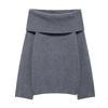 Ropa de Moda Europea y Americana Transfronteriza en Aliexpress, Estilo Ins, Suéter Sencillo de Manga Larga Off-Shoulder, Corte Holgado - Requiere Vuelta de Cuello