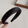 Diadema de satén con diamantes de imitación y parte superior craneal alta, de esponja, versión ancha, para todo tipo de ocasiones, accesorios para el cabello para salir a diario.