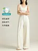 Calça de Seda Mulberry Wide-Leg Estilo Old Money com Caimento Elegante e de Alto Padrão, Nova 2026 Calça Casual Feminina de Cintura Alta, Comprimento até o Chão, Perna Reta, Versão Fina de Verão