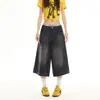 Jeans Wide-Leg Lavagem Vintage Laranja Infantil # Preto e Cinza para Mulheres, Caimento Solto, Emagrecedor, Estiloso, Versátil, Perna Reta, Calça Cropped, Tendência.
