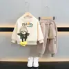 Conjunto de Primavera y Otoño para Niños: Conjunto Redondo de Oso, Elegante Conjunto Casual de Dos Piezas con Dibujos Animados para Niños, Ropa de Bebé de Moda para Exportación