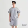 Bata Antibacteriana Clase A para Mujer, Algodón Puro con Copas Fijas en el Pecho, Pijama de Manga Corta para Mujer, Estilo Delgado de Verano, Ropa de Casa para Pareja para Hombre
