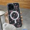 IPhone Air Es Adecuado para Apple 15 Funda Transparente para Teléfono con Lazo Rosa Cubierta Protectora 18Pm Funda Magnética de Acrílico