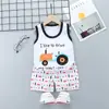 Ropa Infantil 2024 Verano Nuevo Traje Chaleco Infantil Algodón Puro Comercio Exterior Bebé Sin Mangas Shorts Estilo Coreano Ropa para Niños