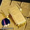 Encendedor de moda con llama roja, Encendedor de barra de oro de deslizamiento lateral, Encendedor compacto a prueba de viento de ladrillo de oro Regalo