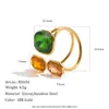 Joyería de Acero Inoxidable, Popular en Europa y América, Estilo Nuevo, Único, de Nicho, Lujo Ligero, Anillo Abierto Geométrico con Diamante de Color Chapado en Oro de 18 Quilates para Mujer