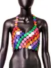 Chaleco de Ambiente Sexy Moderno para Mujer de Club Nocturno Acrílico Multicolor Espalda Descubierta Cuello Halter Y20