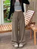 Pantalones de pierna ancha de traje de alta gama de un solo botón para mujer, nuevo estilo primavera y otoño, pantalones casuales fluidos, pantalones ajustados rectos adelgazantes y texturizados