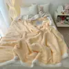 Ins manta de pelúcia com coelho jacquard estilo coreano inverno espessada quente capa de sofá manta xale manta dupla 4
