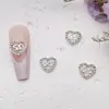 Nuevos y modernos accesorios para uñas estilo japonés, decoraciones para uñas con forma de corazón totalmente de diamantes superbrillantes en dorado y plateado