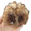 Elástico de cabelo floral estilo coreano, scrunchie elegante, acessório de cabelo de malha para o verão, faixa de cabelo de alta qualidade, ornamento de cabelo elegante para coque em mulheres