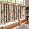 Cortinas Florales Estilo Retro Francés Americano Dormitorio Sala de Estar Balcón Ventana Saliente Cocina Cortinas Blackout Media Cortinas Cortinas de Puerta Cortinas Pequeñas Cortas