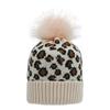 Chapéu de tricô outono e inverno 2024 infantil Chapéu de tricô de lã de leopardo Amazon Chapéu de tricô quente e fashion com pompom grande para adultos