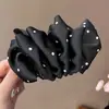 Presilha de cabelo banana com laço de bolinhas estilo coreano, presilha de cabelo vertical, presilha de garra para a parte de trás da cabeça, presilha torcida de alta qualidade para mulheres