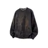 Sudadera unisex estilo americano minimalista tie-dye con cuello redondo, nueva tendencia otoño e invierno 2026, suelta casual, sudadera de imitación de dos piezas