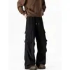 Pantalones cargo plisados estilo americano, pantalones parachute de pierna recta hip-hop, estilo retro de street dance, pantalones largos casuales para hombre, nuevo diseño de moda