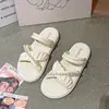 Nuevas Pantuflas de Verano para Mujer, Elegantes Estilo Hada Hogar Interior Antideslizantes Uso Exterior Celebridad de Internet Perla Casual Zapatos de Playa