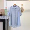 Ropa de Verano 2026 Algodón de Seda Hielo Color Sólido Holgada Bolsillo Camisa de Manga Larga para Mujer Ropa con Protección Solar Venta al por Mayor