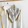 Bufanda de Algodón Lino Seda Espiga de Moda y Versátil con Estampado de Cadena de Alta Gama, Bufanda Decorativa para Cuello, Bufanda para Mujer al por Mayor