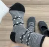 Meias de Lã Grossas com Forro de Fleece, Estilo Coreano Fair Isle com Listras, Meias Femininas de Cano Médio, Meias de Outono