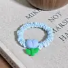 Lindo Scrunchie de Flor de Tulipán Girly, Scrunchie de Seda de Hielo, Banda Elástica de Alta Elasticidad, Cuerda para Cola de Cabello, Accesorio para el Cabello