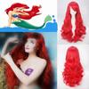 Peluca Cosplay Estilo Anime La Sirenita Ariel Princesa Cabello Rojo Largo Rizado Fibra de Alta Temperatura