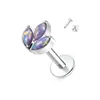 Titanio G23 Zirconia de Tres Garras Labret Roscado Interno Barra Recta Stud de Fondo Plano Joyería para Oreja F136 Stud para Hélice de la Oreja Stud Geométrico Simple para Oreja