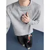 Nueva sudadera estilo americano de cuello pequeño, camiseta de manga larga para hombre, otoño, corte ajustado, deconstruida, resistente, patchwork, casual, capa base
