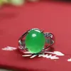 Anillo de jade malayo oro incrustado jade circón diseño creativo de nicho estilo ins anillo de moda versátil Múltiples Venta al por mayor