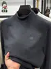 Camiseta Térmica de Capa Base para Hombre con Cuello Semi-Alto, Engrosada para Otoño e Invierno, Sudadera de Felpa por Ambos Lados, Camiseta de Manga Larga de Color Sólido