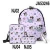 3D Nova Estampa Periférico Sanrio kuromi kuromi Conjunto de Três Peças Mochila Escolar Mochila de Estudante Estojo